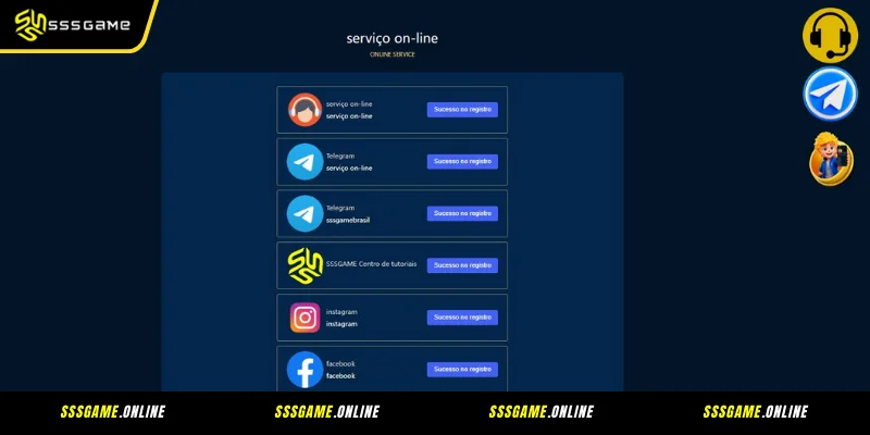 Canais de Contato Nós SSSGAME
